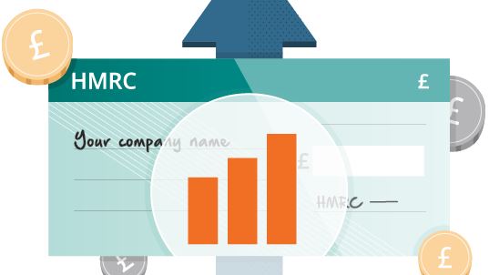 A cheque for R&D tax credits from HMRC 